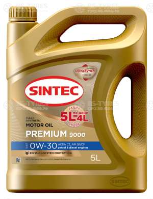 Sintec PREMIUM 9000 SAE 0W-30  API SP/CF, ACEA C3 5л по цене 4л